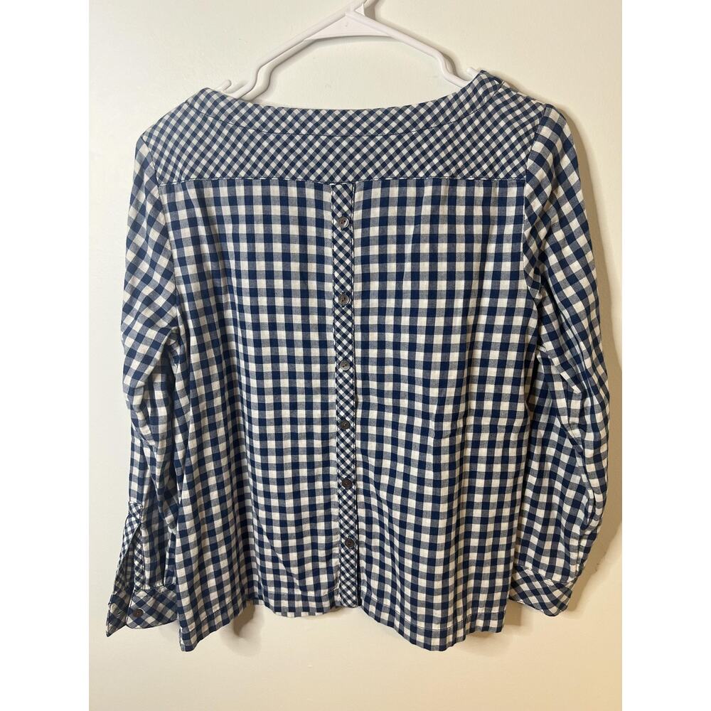 J. Jill Shirt Womens Small Petite Blue White Gingham Long Sleeve Button Back - Picture 4 of 6